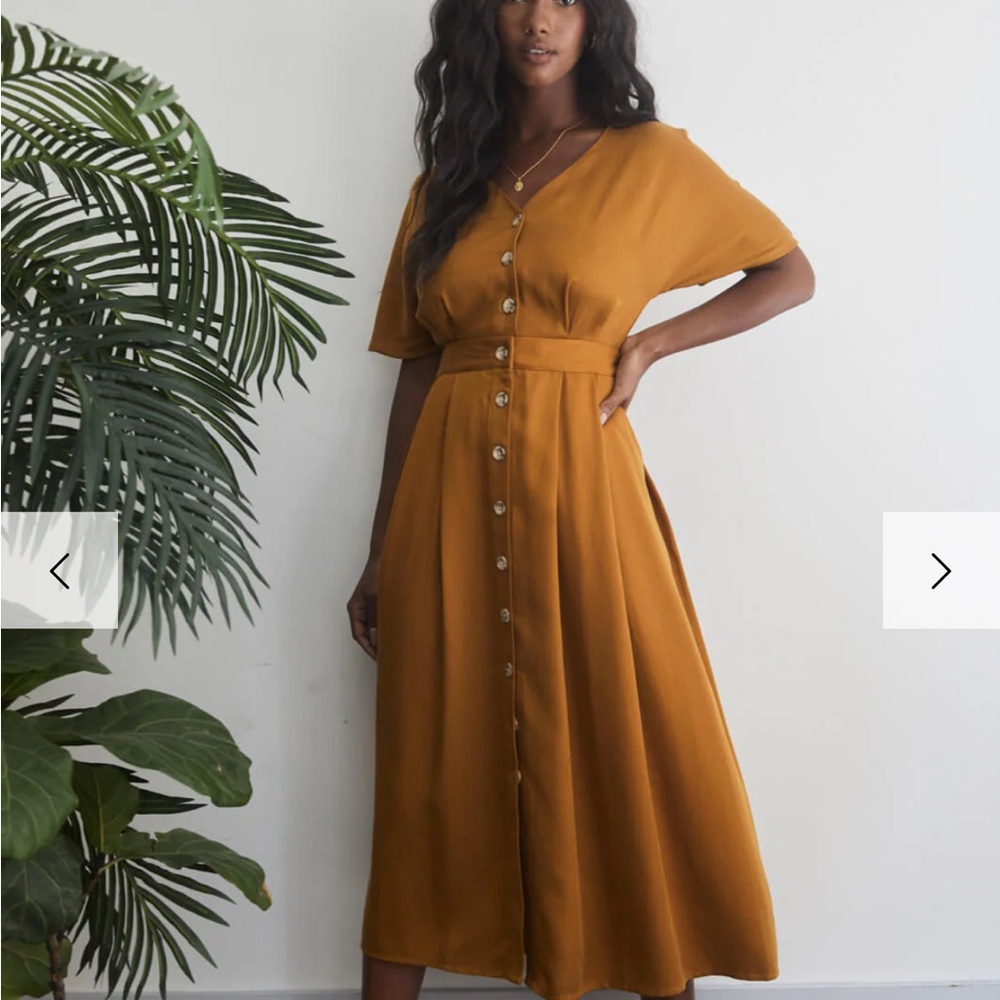 Veta capsule Two Piece Mustard Button-Down Dress